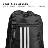 adidas Alliance Sackpack, Drawstring, Lightweight Small Gym Bag for Women, Soccer Backpack, Black, One Size